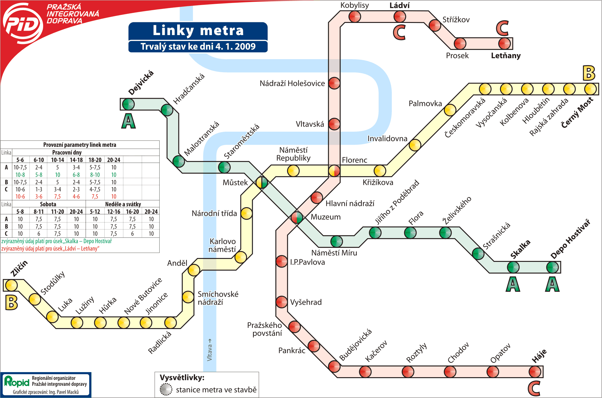 Plánek pražského metra